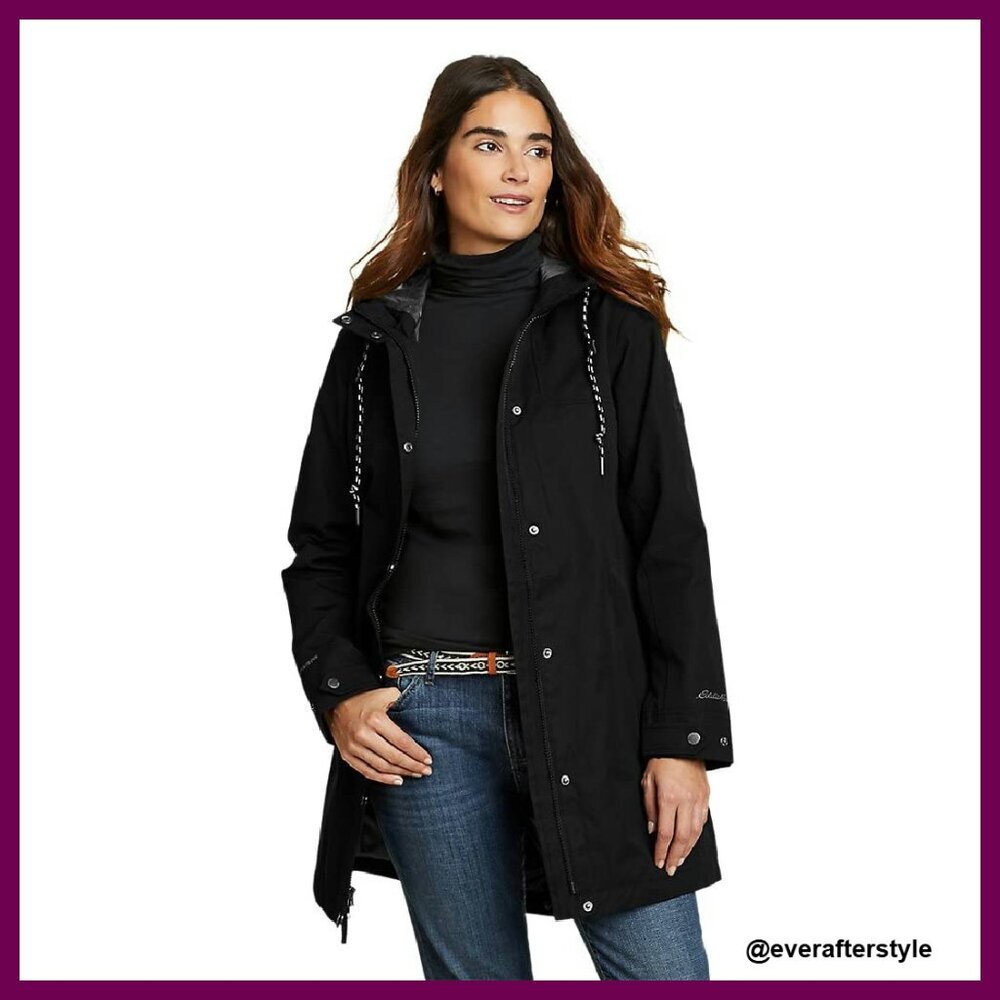 Waterproof Hooded Rain Parka Classic Chic Oversized Fit StormReady Outerwear